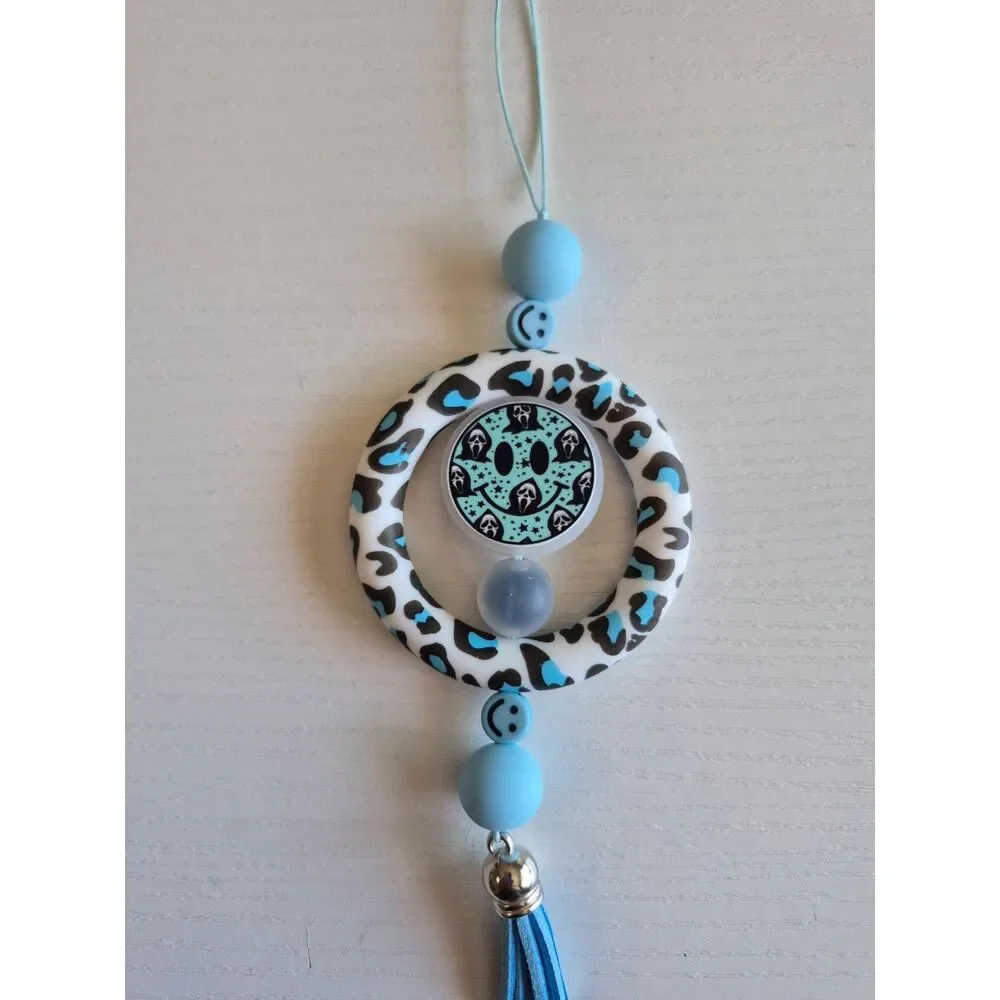 Beaded Rear View Mirror Car Charm, Handmade Hanging Auto Accessory